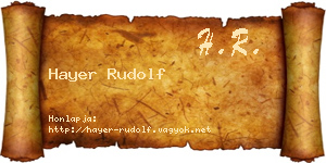 Hayer Rudolf névjegykártya